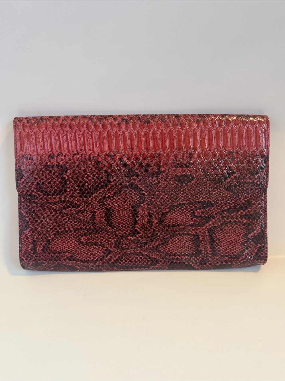 Giannini Red Snake-Embossed Women’s Envelope Clutch